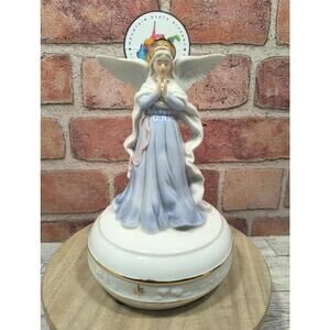 1990 Enesco Music Box "The Lord's Prayer" Angel Praying By Paul Connolly Works